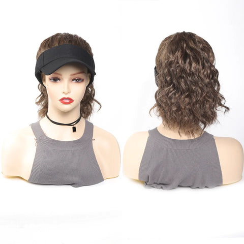 High Temperature Fiber Synthetic Curly Wave Ponytail Wig with Adjustable Buckle Net Baseball Cap - Sporty  for All People