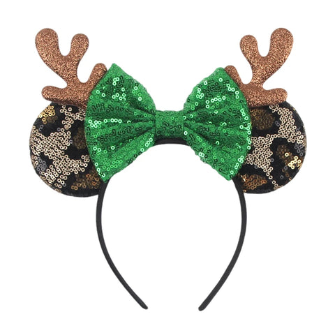 2024 New Christmas Mickey Minnie Mouse Headband Women Disney Ear Hairband Kids Xmas Party Hair Accessories Hot Festival Cosplay