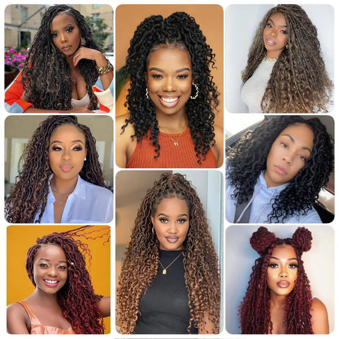 Faux Locs synthetic Crochet Hair 14 inch Pre Looped Goddess Locs Crochet Hair With Curly Ends Crochet Hair Extensions For Women
