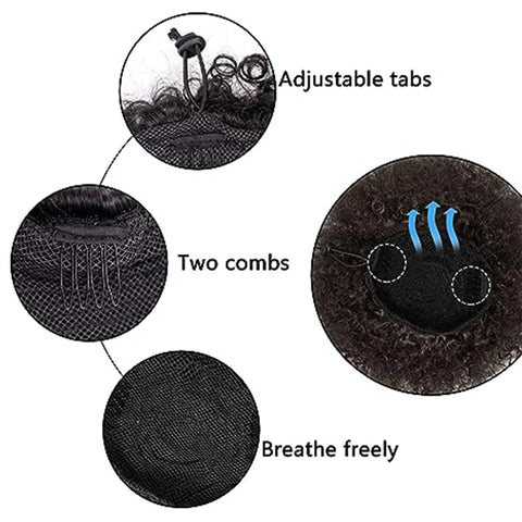 Synthetic 10Inch Big Afro Puff Drawstring Ponytail Extensions for Black Women 4b 4c Kinky Curly Hair Bun Ponytail Wigs Daily Use