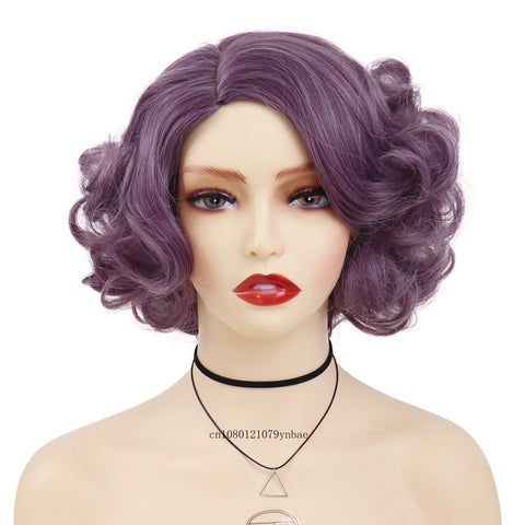 Synthetic Blue Short Big Curly Wigs for Women Girls Layered Wavy Bob Wig Cosplay Carnival Party Costume Halloween Lolita Wigs