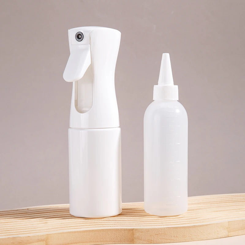 2-Pack Plastic Refillable Continuous Spray Bottles with Root Comb Applicator - Fine Mist Sprayer for Hairstyling Hair Dye Bottle