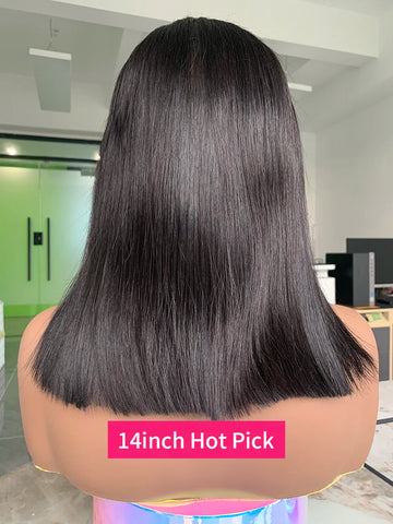 Raw Hair Vietnamese 250 Density 100 Human Hair Lace Frontal Wigs Straight Natural Black 13x6 Bob Wig Lace Front Human Hair Wigs