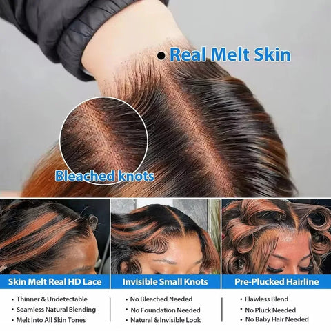 Upgraded 1B/30 Balayage Body Wave 13x4 Highlight Lace Front Human Hair Wig Vietnamese 30 Inch Omber Brown Colored Wig Human Hair