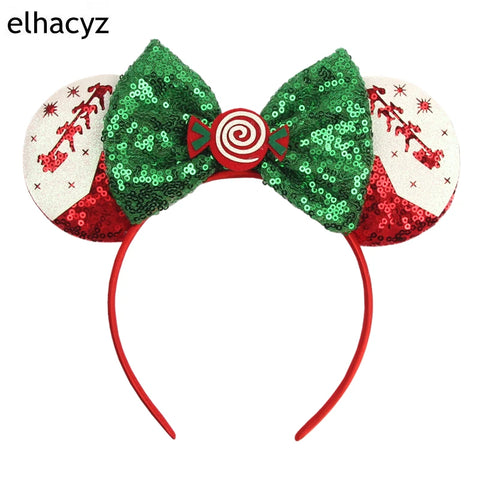 2024 New Christmas Mickey Minnie Mouse Headband Women Disney Ear Hairband Kids Xmas Party Hair Accessories Hot Festival Cosplay