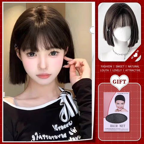 WTB Synthetic Long Straight Hair Black Lolita Wigs with Bangs for Women Fashion Female Cosplay Party Christmas Wigs Multicolor