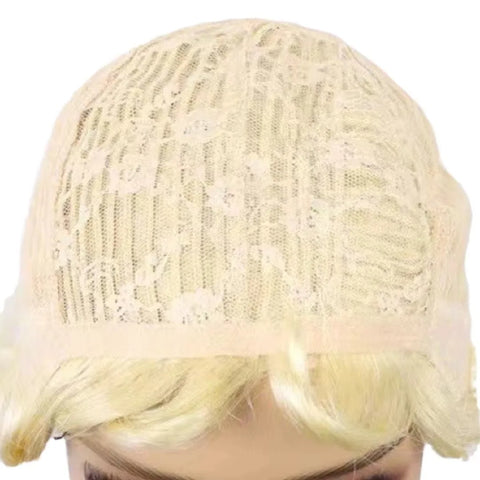 Blond 613 Short Pixie Cut Human Hair Wig With Bangs For Black Women 1B# Brazilian Straight Remy Hair Bob Full Machine Made Wigs