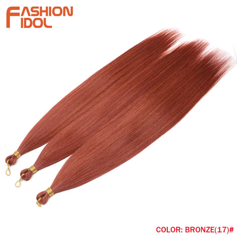 28 Inch 3PCS 300g Yaki Straight Pony Hair Bundles Crochet Braids Hair Synthetic Braiding Hair Ombre Brown Crochet Hair Extension