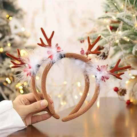 Christmas Hair Hoop Antler Christmas Headwear Hair Band Fashion Red Winter Plush Cute Headband Hair Clip New Hair Accessories