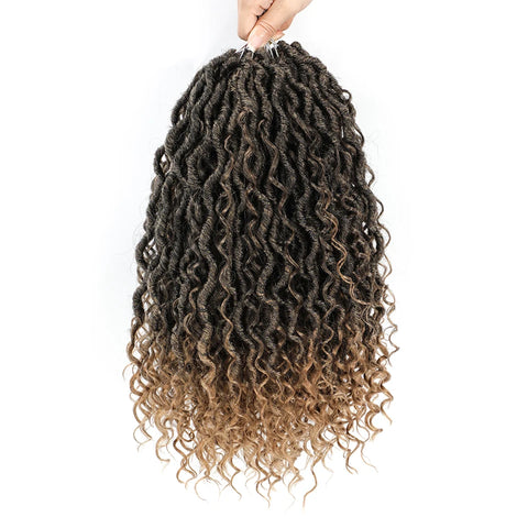 Faux Locs synthetic Crochet Hair 14 inch Pre Looped Goddess Locs Crochet Hair With Curly Ends Crochet Hair Extensions For Women