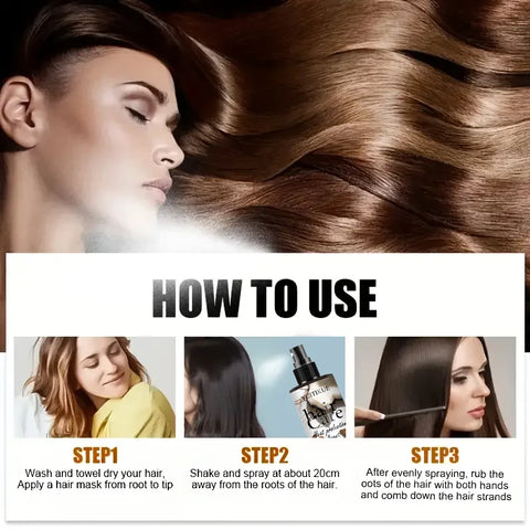 YUITIKUE Leave-In Heat Protectant Spray w/ Coconut & Moroccan Oil - Moisturize & Smooth Dry Damaged Hair, Easy Press Nozzle