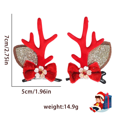 Christmas New Forest Bow Flower Pearl Antlers Hair Clip Holiday Party Dress Up Cute Hairpin Christmas Party Small Gifts Holiday
