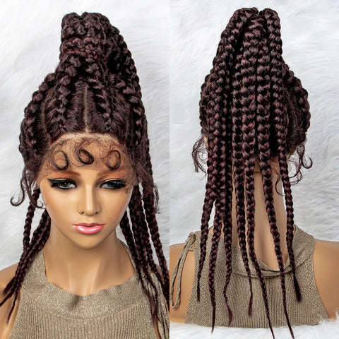 Braided Lace Front Wigs 360 Synthetic Wig 24inches Box Wig Braids African Braiding Hair With Baby Hair Ponytail hair