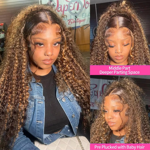 30 36 Inch Highlight Wig Human Hair 13x6 Hd Lace Frontal Wig 250 Density Ombre Blonde Deep Wave Brazilian Water Wave Curly Wigs