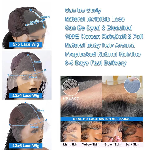 200 250 Density Water Wave 13x4 13x6 Hd Transparent Lace Front Wigs For Women Deep Wave Lace Frontal Wigs Curly Human Hair Wigs