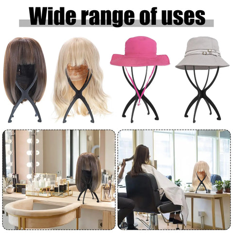 1/2/3pcs Folding Wig Stand Plastic Portable Hat Display Stand Adjustable Durable Barbershop Fashion Model Holder Home Salon Use