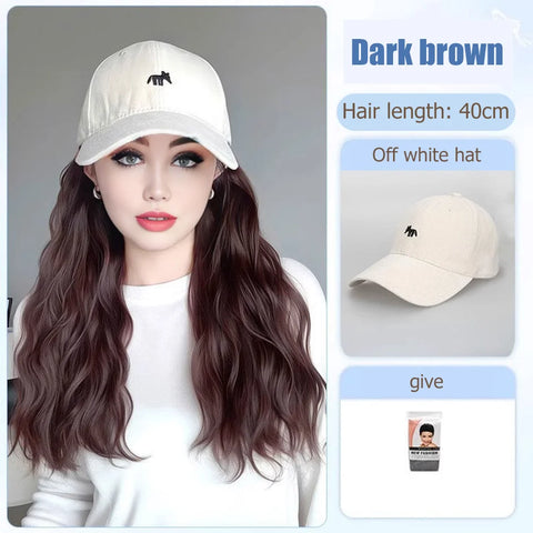 Synthetic12/16/18inch duckweave cap straight hair inward wig baseball capwater wave wig extensions ponytail daily Christmas