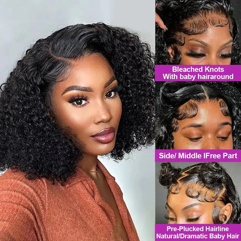 Glueless Bob 7x5 13x4 Glueless wigs human hair Wig Deep Wave 13x6 HD Lace Frontal Wig Glueless Human Hair  Front Curly For Women