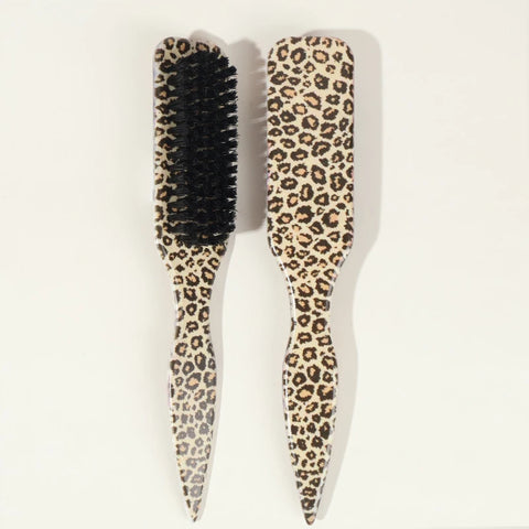 Boar Bristle Slick Back Hair Brush for Sleek Ponytail Bun & Smoothing Baby Hairs, Flyaways, Edge Control - Backcombing & Teasing