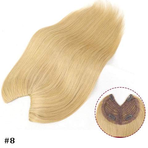 V Shape Clip In Human Hair Extensions  Invisible Brown Blonde Highlight Toppers For Women Straight Brazilian Remy Hair 16Inch