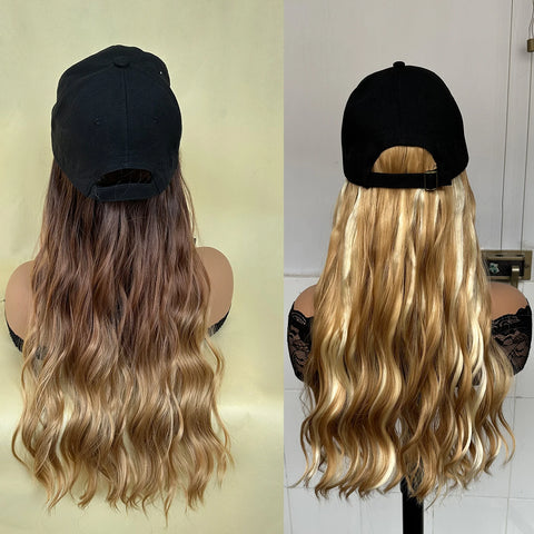 Baseball Hat Hooded Wig Hat Wig Wavy Curl Wig Synthetic Wig Beginners Friendly Heat Resistant Natural Looking For Daily Use