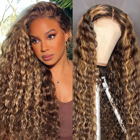 P427 Highlight Wig Human Hair Hd Lace Wig 13X6 Human Hair Deep Wave Frontal Wig Curly P1B30 Lace Front Wig Brazilian 250 Density