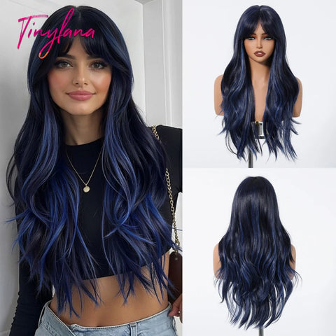 Long Curly Green Wave Synthetic Wigs with Bangs for Women Christmas Grass Green Cosplay Wigs Daily Natural Hair Heat Resistant