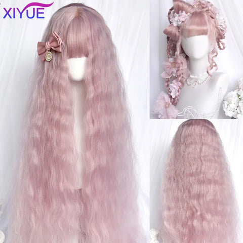 XIYUE Synthetic Long Straight Lolita Wig with Bang Red Ombre Black Cosplay Party Halloween Christmas Wavy Curly Harajuku Wig