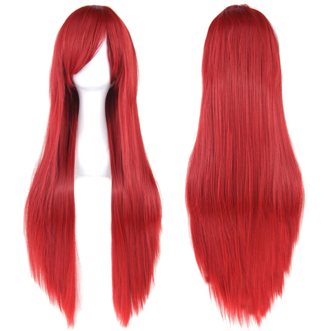 Soowee Long Synthetic Hair White Purple Cosplay Wigs Party Black Hair Straight Wig Hairpiece for Women