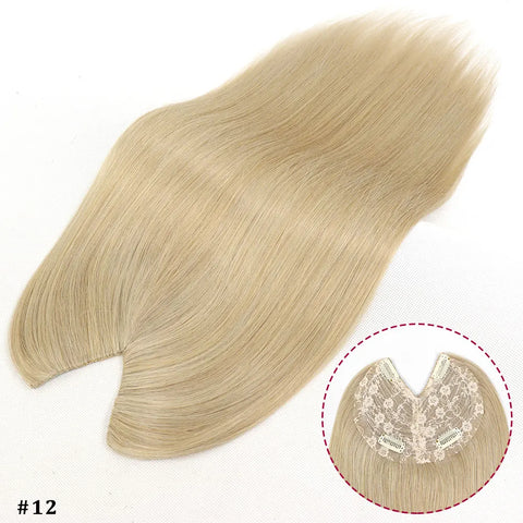 V Shape Clip In Human Hair Extensions  Invisible Brown Blonde Highlight Toppers For Women Straight Brazilian Remy Hair 16Inch