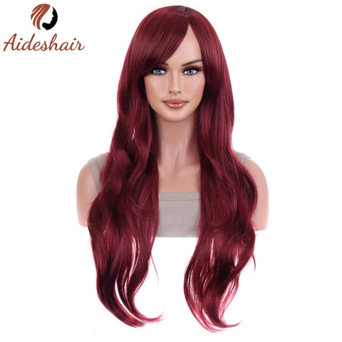 Aideshair synthetic wig  Fashion Wigs 28" 70cm Long Wavy Curly Hair Heat Resistant Wig Cosplay Wig For Women With Free Wig Cap