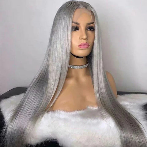 30 Inch Grey Human Hair Wigs Raw Vietnamese Silver Body Wave Lace Front Wigs For Women Gray 13x6 Transparent Lace Frontal Wig