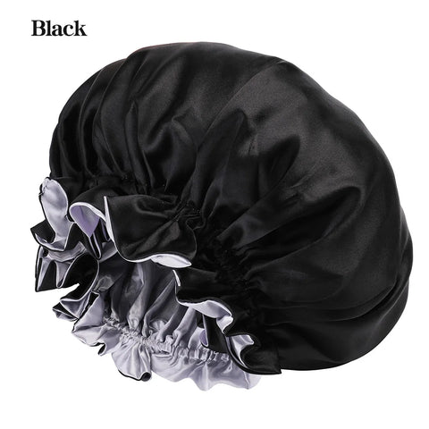 Women Satin Solid Sleeping Hat Night Sleep Cap Bathroom Accessories For Women Shower Caps Waterproof Sleeping Hair Bonnets Cap