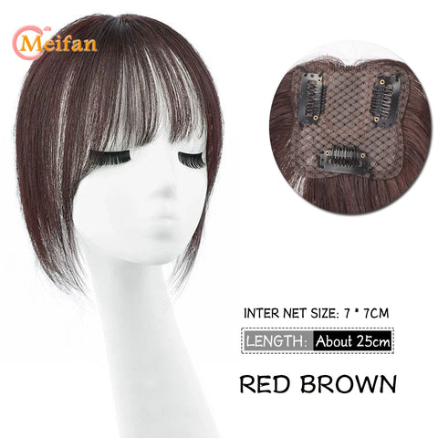 MEIFAN Synthetic Middle Part Topper Hairpiece with Bangs Clip-In Bangs Extension Natural Invisible Clourse Hairpiece for Women