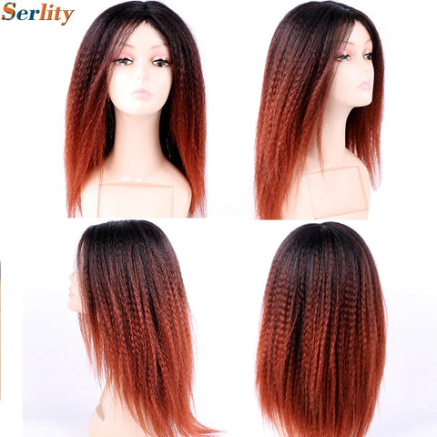 Yaki Kinky Straight Wig for Black Women 14 Inch Hair Natural Hairline Dreadlock Wig Kinky Curly Synthetic Hair Wigs Soft Fluffy