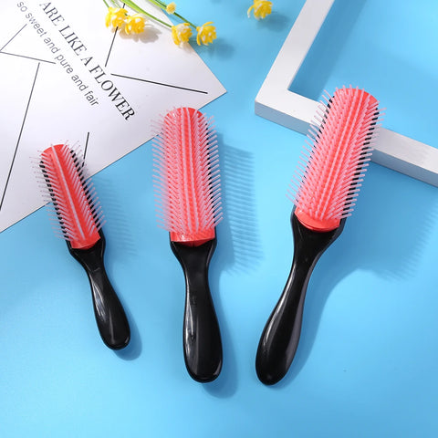 9-Rows Detangling Hair Brush Denman Detangler Hairbrush Scalp Massager Straight Curly Wet Removable DIY Hair Comb Brush