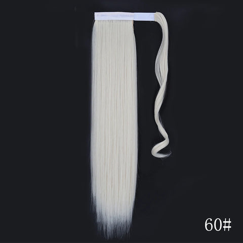 LISI GIRL Synthetic Hair 22''34'' Long Straight Ponytail Wrap Around Ponytail Clip in Hair Extensions Black Hairpiece Headwear