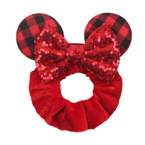 Disney Christmas Day Scrunchies Haarband Vrouwen Elastische Paardenstaart Houder Meisjes Pailletten Strik Kids Haaraccessoires