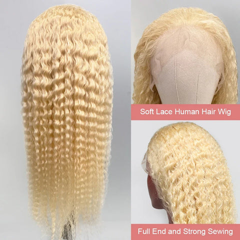 613 Curly Human Hair Wig 230% Density Blonde Water Wave 13x6 Frontal Wig Hd Lace 13x4 Transparent Lace Front wig For Women