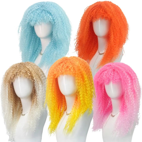 Fashion Colorful Gradient Fluffy Short Hair Multicolor Synthetic Fiber Wig April Fool's Day Halloween Christmas Party