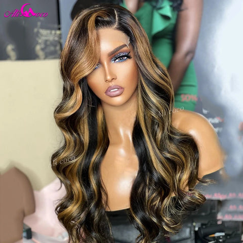 Upgrade 12A Blonde Highlight Wig Human Hair 13X4 13x6 Body Wave Lace Frontal Human Hair Wigs Pre plucked 5x5 Lace Closure Wigs