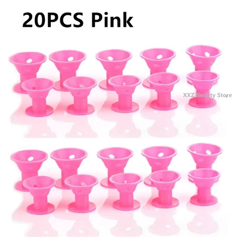 10/20PCS Pink Magic Hair Care Rollers Soft Silicone Hair Curler No Heat No Clip Hair Curling Styling DIY Tool For Curler Hair