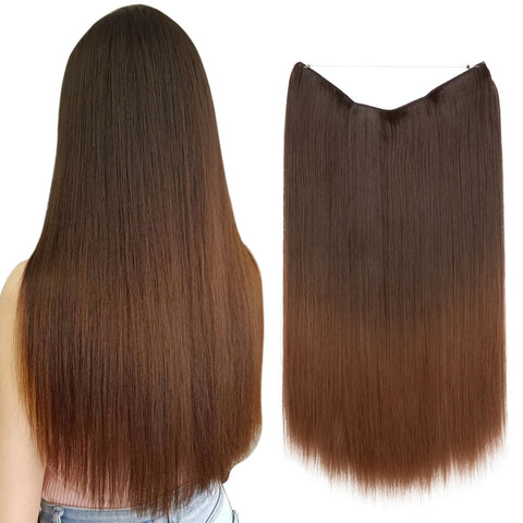 SARLA Synthetic No Clip Hair Extension Ombre Natural Fake False Long Straight Hairpiece Blonde Hair For Women