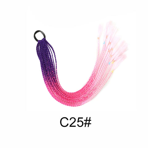 Synthetic 24Inch Y2K Rainbow Horsetail Wig Long Boxing Braid Hair Ponytail Extension High Temperature Fiber Hairpiece for Women