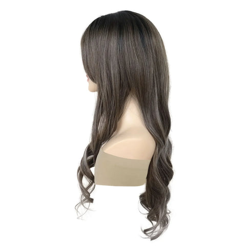Synthetic Hair Long Curly Wigs for White Women 26 Inches Wavy Long Wig with Bangs Drag Queen Grey Wigs Model Natural Hairstyles
