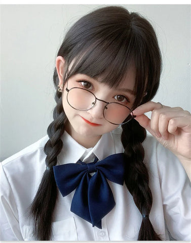 Korea Hair Extensions Synthetic Cute JK Girl Cosplay Air Bangs Wig Breathable Head Cover 50cm Long Straight Wig Hat for Women