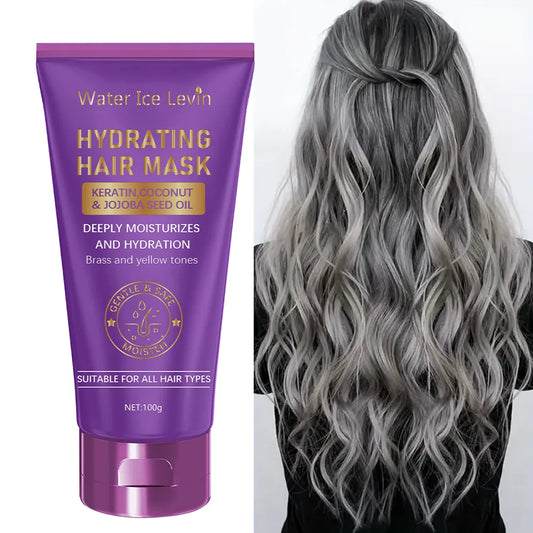 Keratin Purple Hair Mask - Purple Blue Protein Deep Conditioner Treatment - Makeup Water, Suitable Alloy Hair, Platinum, Silver, Gray or Brown Dry and Damaged Copper Hair