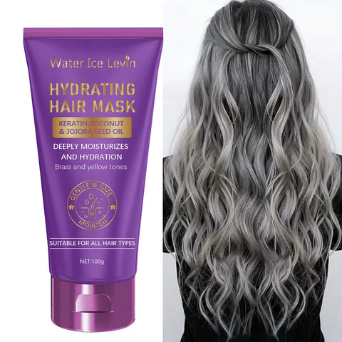 Keratin Purple Hair Mask - Purple Blue Protein Deep Conditioner Treatment - Makeup Water, Suitable Alloy Hair, Platinum, Silver, Gray or Brown Dry and Damaged Copper Hair