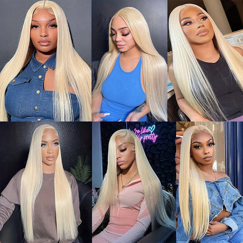Blonde Wig Straight 613 Hd Lace Frontal Wig 13X4 Transparent Brazilian Straight Lace Front Wigs Human Hair  Colored wigs