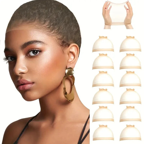 2/4/6/8/12/24pcs HD Wig Cap for Women Ultra-thin Invisible Brown Sheer Caps for Lace Front Wig Breathable
